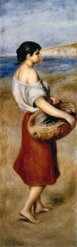 niña con una cesta de pescado Pierre Auguste Renoir Pinturas al óleo